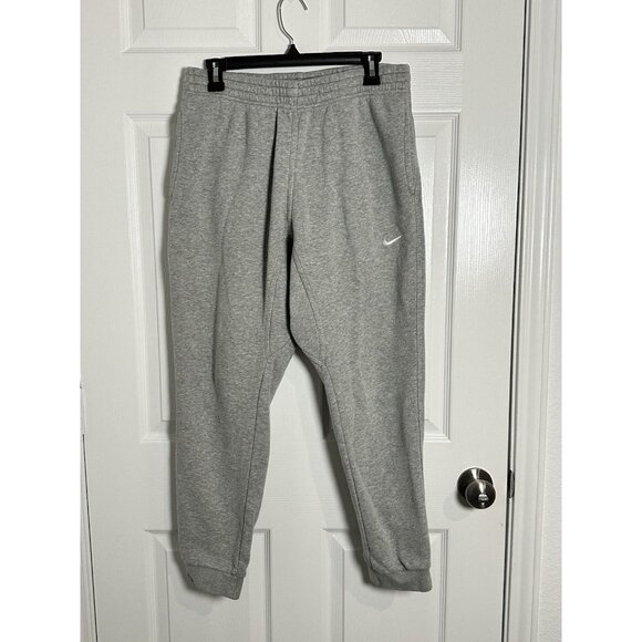 Nike Men's Gray Jogger Sweatpants Size Large Drawstring Pockets Swoosh Logo - Picture 1 of 15